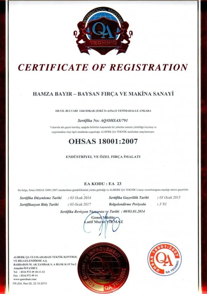 Baysan Fırça sertifika 2