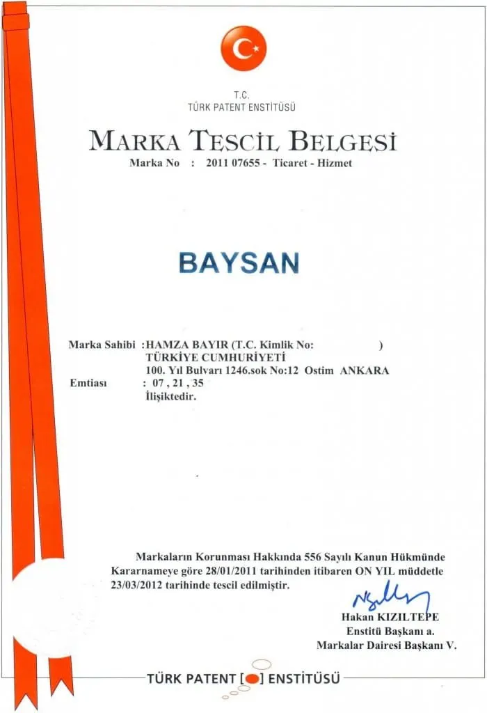 Baysan Fırça sertifika 4
